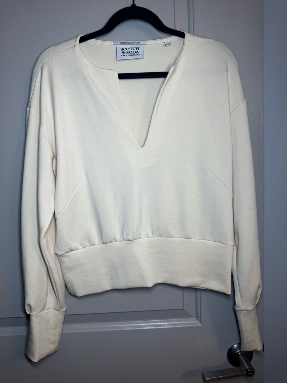 Scotch & Soda Cream V-Neck Sweatshirt Pullover